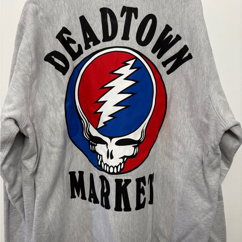 Deadtown Market Gray Hoodie with Skull Graphic